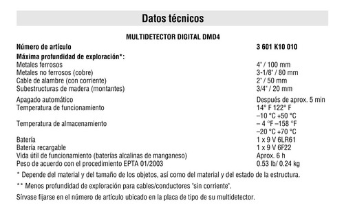 Imagen 4 de 5 de Detector De Materiales, Detector De Metales, Bosch Original
