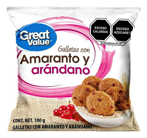 Galletas Great Value Amaranto Arandano 100 G