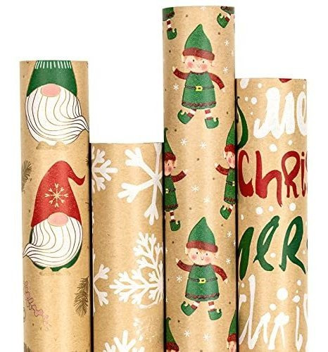 Papel De Regalo Navideño Ruspepa - Santa Claus, Gnome, Copo