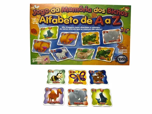 Jogo da Memória dos Bichos Alfabeto de A à Z - Toia Brinquedos