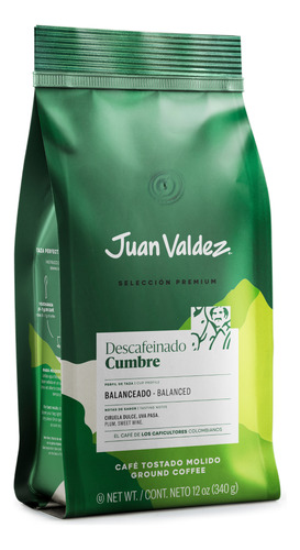 Café Juan Valdez Cumbre Descafeinado Molido 340gr