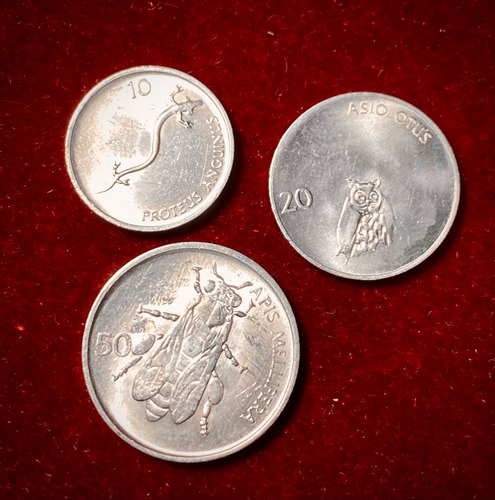 Set X3 Monedas Eslovenia Sin Circular 1993 Unc