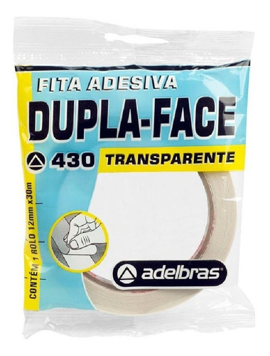 Fita Dupla Face Acrílico Transparente 12mmx30m - Adelbras