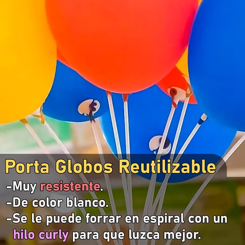 50 Piezas De Bastones Para Globos Reutilizables De 40 Cm