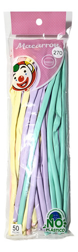 Globo Latex Payaso Zepelin270 Macarron Pastel 50 Pzs
