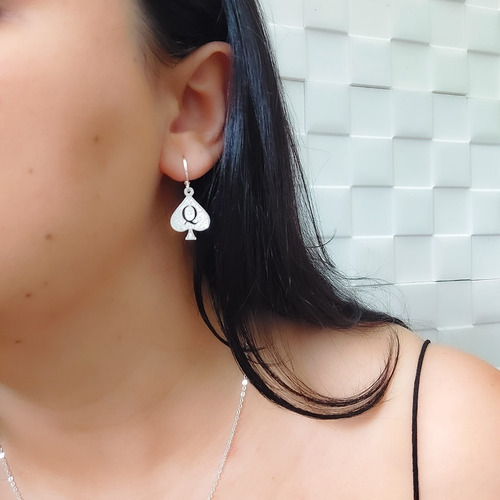 Brincos Hotwife Para Esposas Dama De Espadas Banhado A Prata