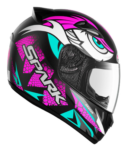 Capacete Masculino Ebf New Spark Dragon Fechado Moto Rosa