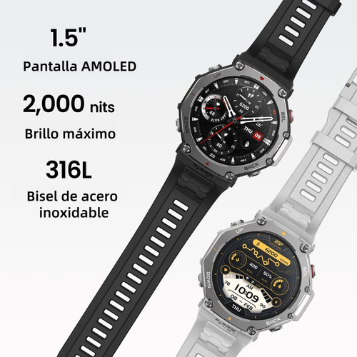 Amazfit T-rex 3 Outdoor Reloj Inteligente Militar Resistente Gris Gris Gris