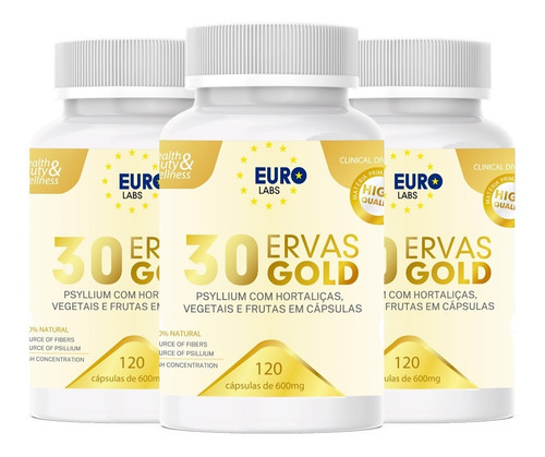 3 Suplemento Auxiliador De Dietas 30 Ervas Gold 120 Caps