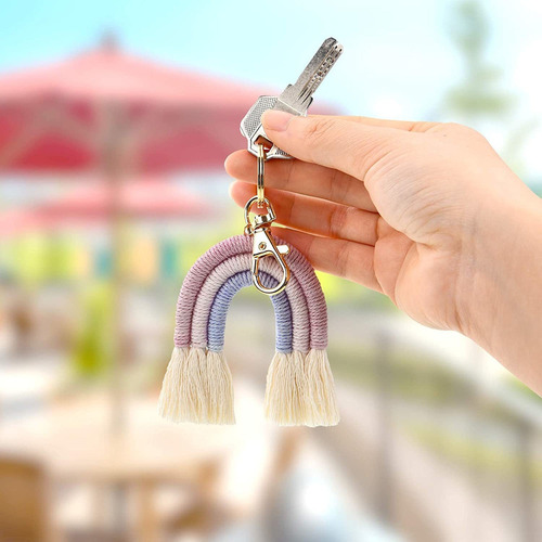 P 3 Piezas Llaveros De Borla De Tejido De Macramé Para Mujer