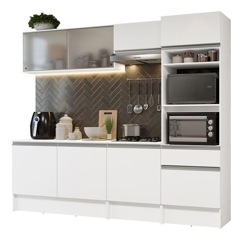 Mueble de Cocina Integral Completa Madesa Topazio 240Cm Color Blanco