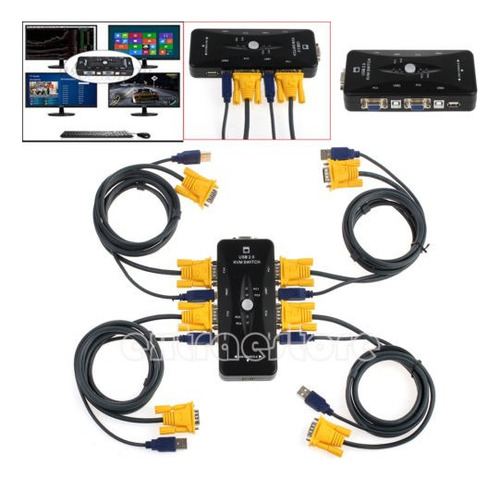 Usb2.0 4-port Kvm Switch Box Monitor Vga Svga 4 Kvm Cable Pa