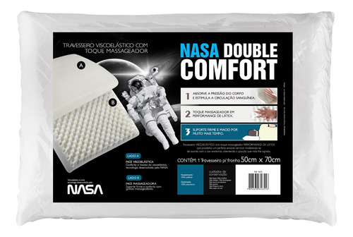 Conjunto 3 Travesseiros Nasa Double + 3 Capas Impermeáveis