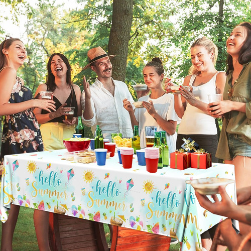 Pack 3 Manteles Veraniegos Hello Summer Desechables Para Fie