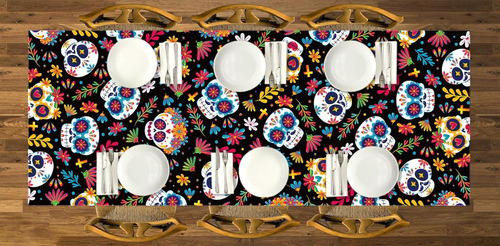 Dia De Los Muertos - Mantel Con Diseño De Calavera De Azúcar