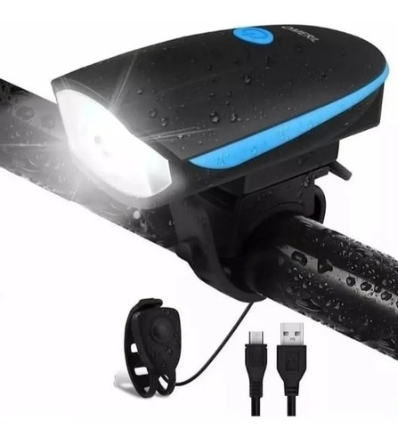 Farol Luz Led Delantera Con Boton De Bocina Bicicleta Bici 