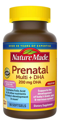 Vitamina Prenatal Dha Softgel Con Ácido Fólico, Yodo Y Zinc,