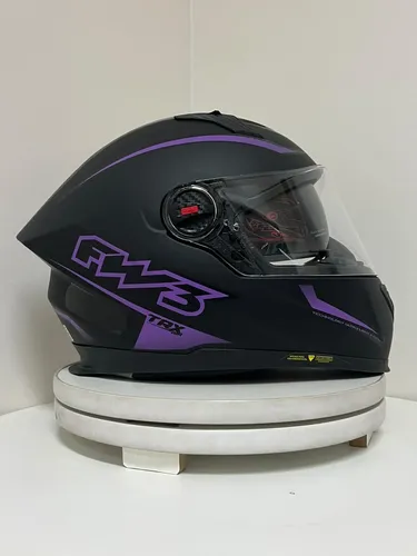 Capacete Fechado Fw3 Trx Air Preto Lilas Com Oculos Interno — foto 1