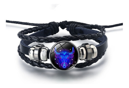 Pulsera De Cuero Artesanal 12 Signos Del Zodíaco Tauro