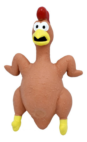 Pollo De Goma Con Sonido, Novedad, Divertido Juego Marrón