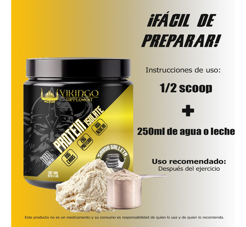 Proteína Hidrolizada Isolate 500gm Vikingo 100 Servicios Galleta