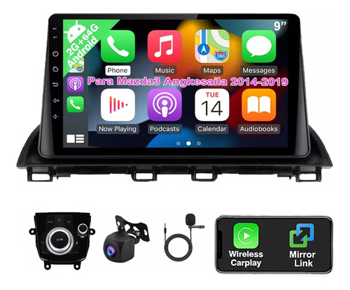 9 Autoestéreo 2+64g Carplay Para Mazda3 Angkesaila 2014-2019