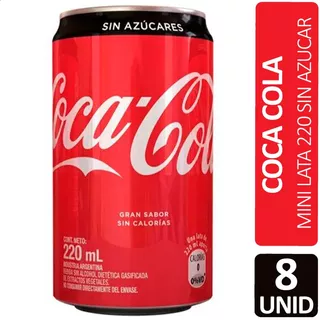 Coca Cola Sin Azucar Lata Mini Gaseosa Dietetica - Pack X8