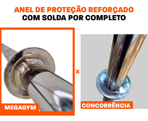 Barra Reta Maciça 2,00m Cromada + Presilhas Para Musculação Cor Cromo