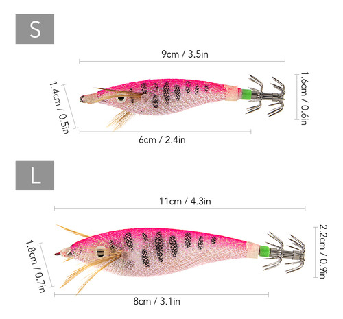 Calamares Linous De 6 Cm Y 8 Cm, Madera Para Pescar, Camaron