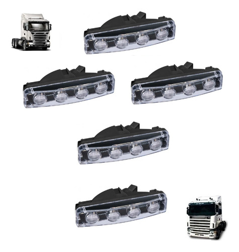 Kit 5 Peças Lanterna Tapa Sol Led Scania Série 4 Pgr 98-2018