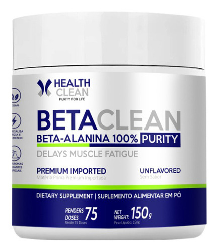 Beta Alanina Betaclean 100% Pura 150g - Health Clean Sabor Sem sabor
