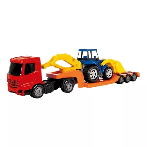 Caminhão Truck A Fricção + 2 Trator Brinquedo Infantil