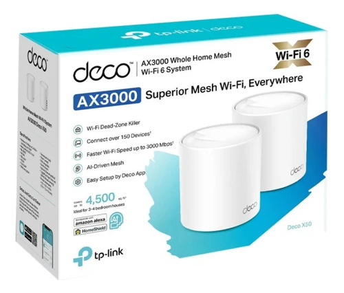 Sistema Wifi Mesh Deco X50 Wifi 6 2 Unidades Tplink Ax3000