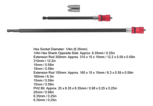 Broca De Destornillador Ph2 Con Extensión Hexagonal De 1/4,