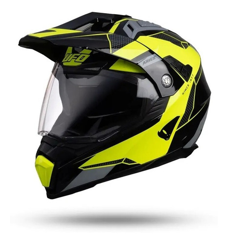 Imagen 4 de 9 de Casco Ufo Aries - Black/neon Yell- Off Road/enduro-