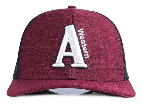 Boné Austin Western Snapback Em Tela Bordo E Preto