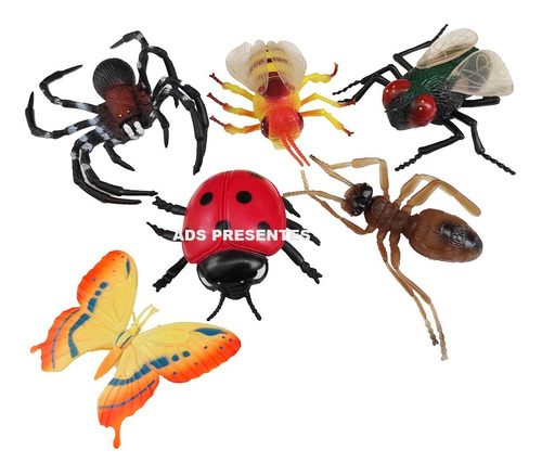 Kit 6 Peças Insetos Animais Gigantes Brinquedos Da Natureza