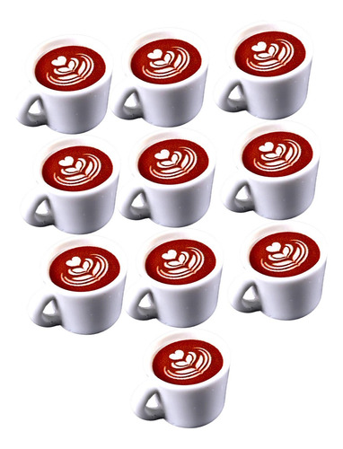 4 X 10pcs Dollhouse Coffee Latte Life Scene Flower Pattern
