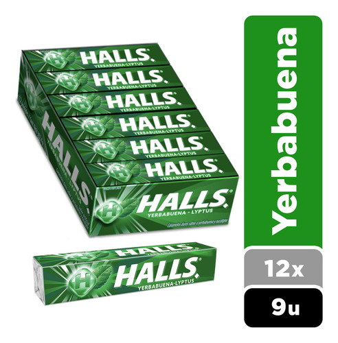 Caramelo Halls Yerbabuena Lyptus Caja, 12 Unidades