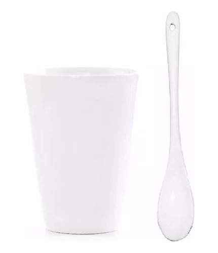 6 Vaso Pocillo Taza Café Sin Asa Cerámica  100ml + Cucharita