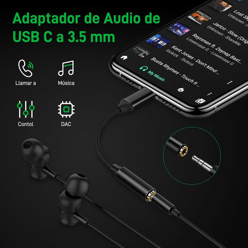 Cable De Audio De 3,5 Mm Macho A Macho + Adaptador De Usb C A Auriculares De 3.5mm Gitifio , Cable Auxiliar Estéreo De Alta Fidelidad De 4 Polos Compatible Con Auriculares /bocina/iPhone/galaxy