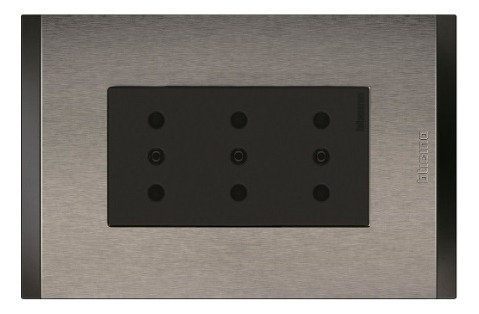 Enchufe Triple 2p+t 10a 250v Antracita Metal Titanio Bticino