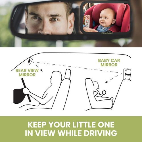 Espejo Grande Inastillable Para Coche De Bebé, Espejo De Seg