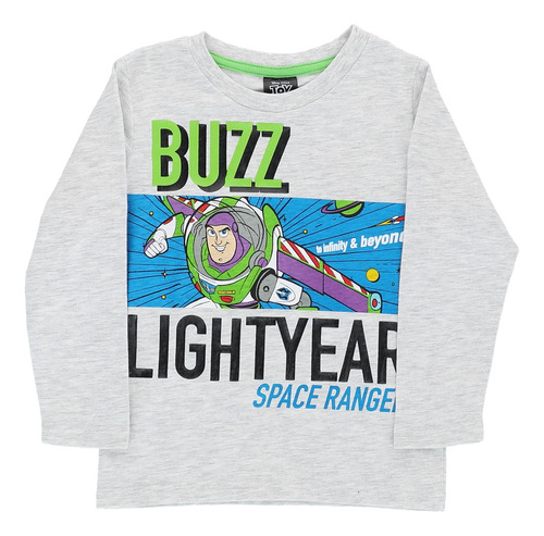 Polera Manga Larga Niño Buzz Action Gris Disney