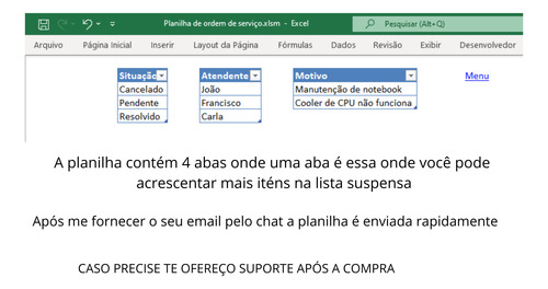 Planilha Excel Para Ordem De Seviço Completa