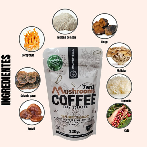 Café Soluble Con Hongos Adaptógenos 7 En 1/ Pack-2