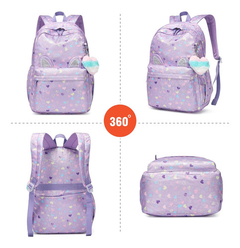 Mochila Infantil Para Ninas, Violeta Claro, Impermeable, ...