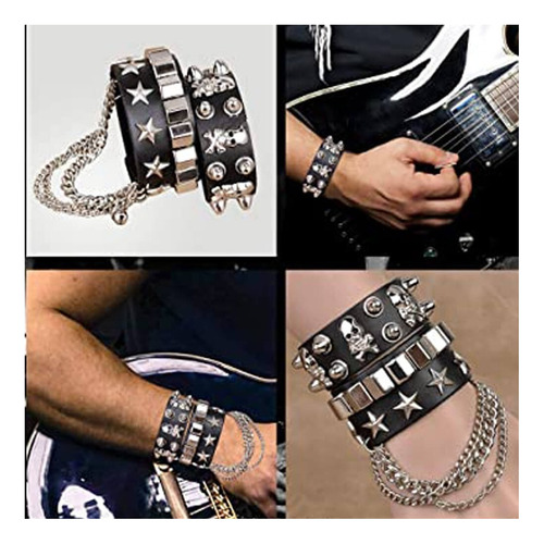 A Kit Pelucas Largas Rockera Pulseras Hippie Disfraz