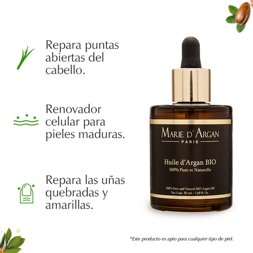 Imagen 3 de 3 de Aceite Facial De Argan Bio, Marie D´argan, 50 Ml