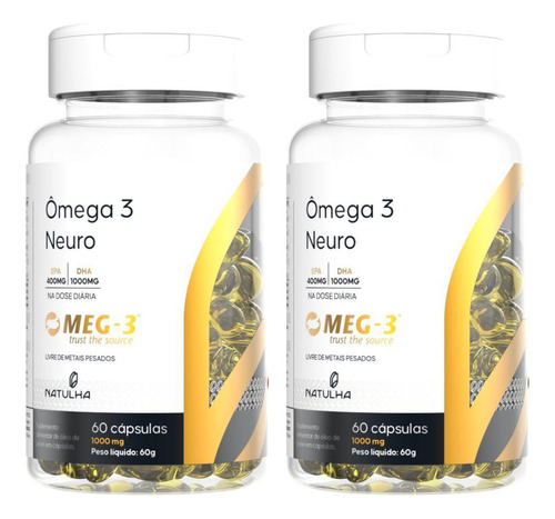 Kit 2x Ômega 3 Neuro Meg-3 20% Epa / 50% Dha 60 Softgels